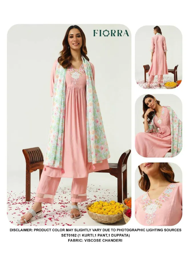 SET0162 Viscose Chanderi Kurti With Bottom Dupatta Exporters In India